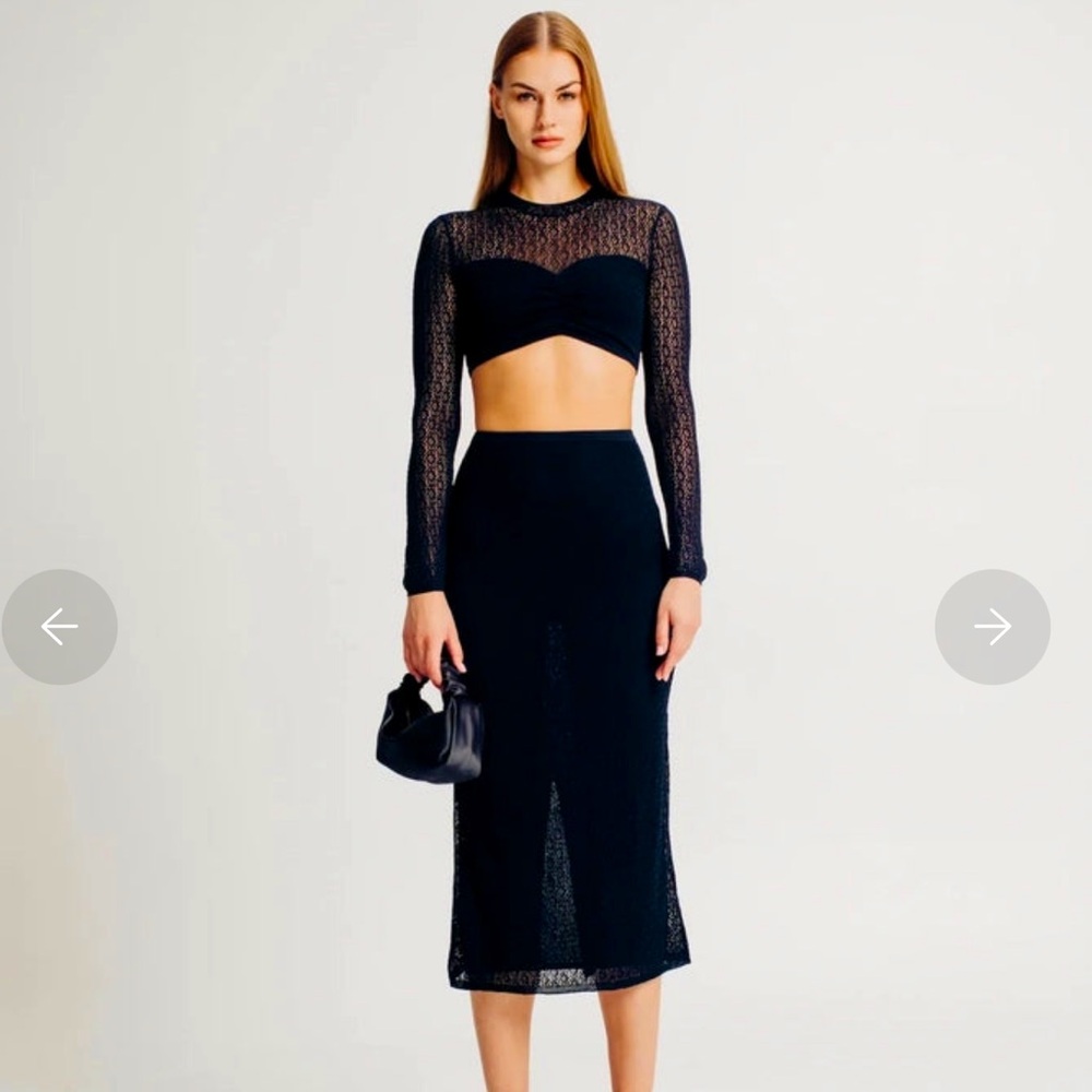 NWT Torn by Rony Kobo Pointelle lace knit Beverly skirt in black size XS